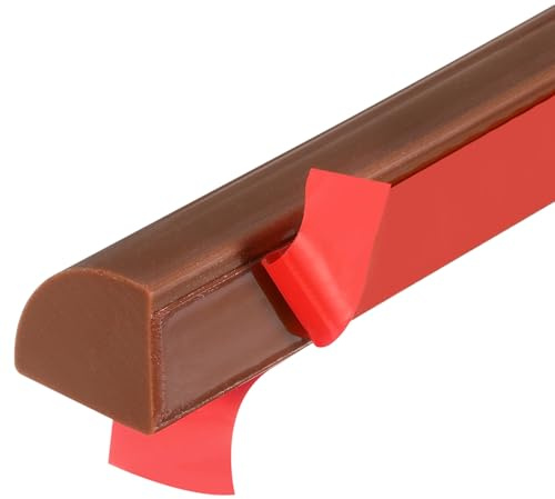 sourcing map 98 Inch Flexible Quarter Round Molding, Flexible Molding Trim, Double-Sided Silicone Peel and Stick Trim Self-Adhesive Shower Water Barrier for Floor Corner, Tub, Brown