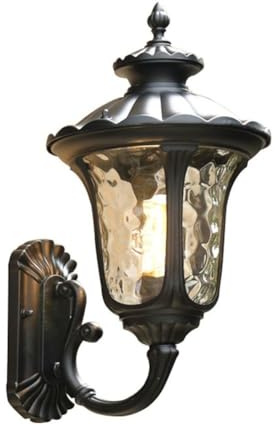 CXYWBD Lampada Esterni Acqua in Vetro Muratura Montate Alluminio Sfondi Parete Esterno per Fogli di Illuminazione dell'ingresso del Portico da Giardino T-155 (Nero, 49 cm)