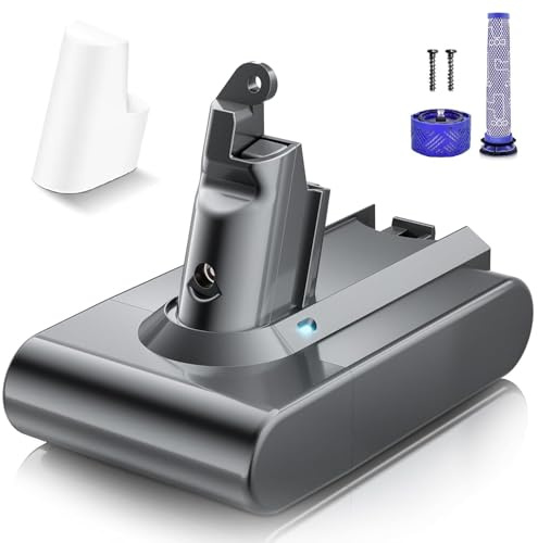 V6 Akku für Dyson, Powtree Ersatzakku für Dyson V6 DC62 SV03 DC58 DC59 DC61 DC72 DC74 SV04 SV05 SV06 SV07 SV09 Animal Absolute Staubsauger (2 Filter + 1 Batterie Schutzkappe + 2 Schrauben)