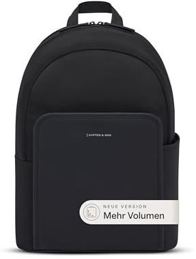 Kapten & Son Rucksack Aalborg NEW All Black 18 L | Rucksack Damen & Herren Schwarz | Handgepäck Rucksack mit 16'' Laptopfach | Backpack ideal für Uni, Arbeit, Reisen