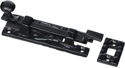 100 mm (4″) Antique Cranked Swan Neck Surface Slide Bolt Black Cast-Metal Door Gate Latch Fish Tail Necked & Straight Door Slidebolt (Pack of 1)