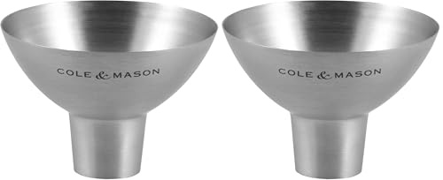 Cole & Mason H611928CS Dover Entonnoir Inox, 6.5cm, Entonnoir de remplissage pour Cuisine/Moulin/Shaker à Épices (Lot de 2)