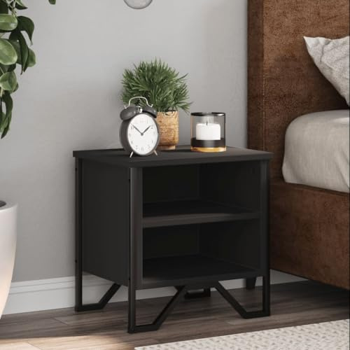 WRJENFSC Lot de 2 Tables de Chevet industrielles 40x30x40 cm en Bois d'ingénierie Robuste Noir, Console avec Rangement sous Plateau pour Chambre Salon Bureau et Bout de canape