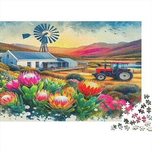 Tractor 1000-Piece Windmill Jigsaw for Adult Recycled-Cardboard Anxiety Reducer for Wall Decoration And Gifts for Men, Gifts for Women 38x26cm/1000pcs