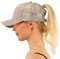 WELROG Dame Baseball Kappe Hip-Hop-Hut Verstellbar Baumwolle Pferdeschwanz Cap (Khaki)
