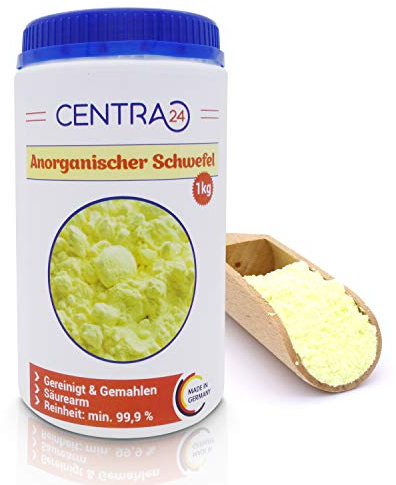 Anorganischer Schwefel 1kg in Dose aus deutscher Herstellung, ≥ 99,9% Reinheit, reinst, fein gemahlen, schonend abgefüllt, säurearm, ohne Zusatzstoffe, ölfrei, Sulphur