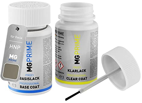 MG PRIME Autolack Lackstift Set für Dacia HNP Beige Dune Metallic/Dünen-Beige Metallic Basislack Klarlack je 50ml