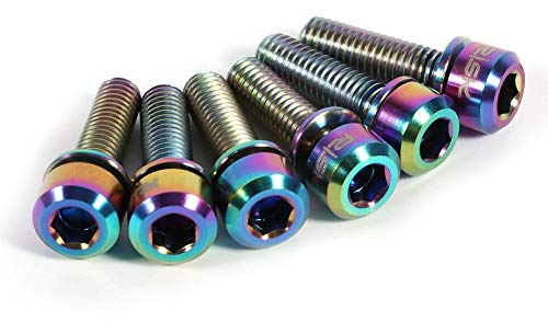 Dilwe Perno de vástago de Bicicleta, 6 Piezas Tornillo de vástago de aleación de Titanio con Juego de Arandelas Pieza de Repuesto de actualización de Bicicleta(de Colores) Bicicletas y Repuestos