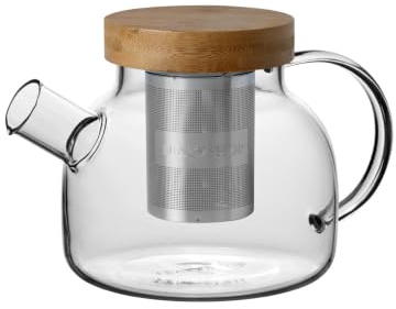 TEA SHOP - Tetera All in One Bamboo 1L - De porcelana con infusor - Filtro de acero inoxidable - Accesorios para té o infusiones