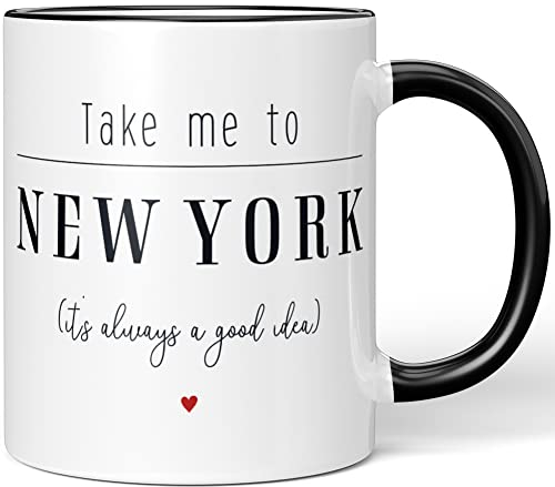 JUNIWORDS Tasse, Take me to New York (It's Always a Good idea), Wähle Farbe, Schwarz