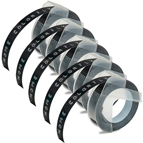 DYMO Omega Compatible 5x 9mm x 3m Black Self-Adhesive 3D Embossing Label Tape