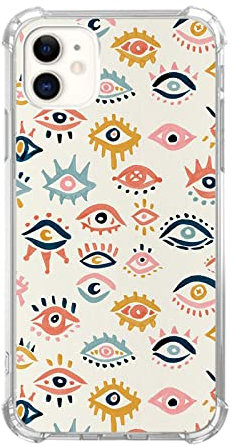 Nsydnbly Mystic Evil Eyes Case Compatible with iPhone 11, Aesthetic Hippie Colorful Eyes Case for iPhone 11 for Teens Women Men, Trendy Cool TPU Case Cover