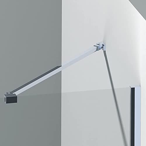 Boromal Haltestange für Duschwand 500mm Stabilisator Haltestange mit Winkel Flexibel 180° Drehbar für Glasstärke 6-8mm Stabilisierungsstange für Dusche Walk-in Duschwände, 2 Stück