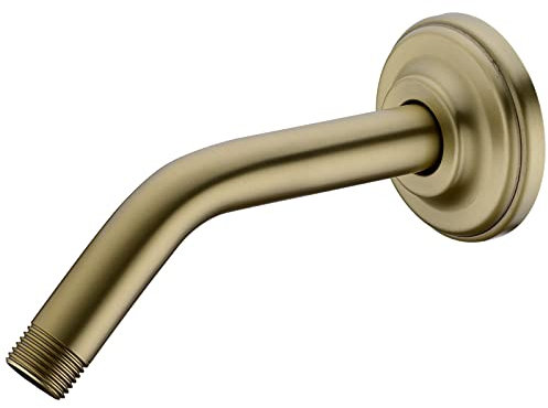 6 Inch Angled Shower Arm with Flange Stainless Steel Wall Mounted Extension Arm for Top Shower Head,Brushed Gold