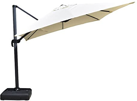 Cantilever Parasol 3.5m - Large Outdoor Umbrella | Waterproof | Free Arm & Tilting | Round Garden Parasol | Best for Patio (White)