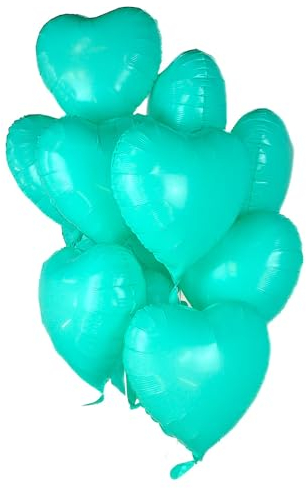 6 Stück Folienballon TÜRKISES HERZ im Herz-Design (43cm) Heliumballon Luftballon - Hochzeit Geburtstag Verlobung Party Dekoration Liebe türkis (6)