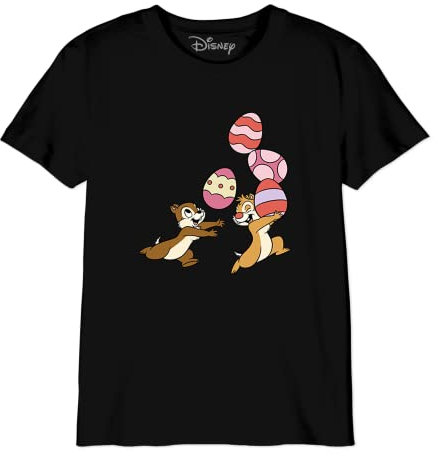 Disney « Tic & Tac Easter » BODTITATS002 T-Shirt Garçon, Noir, Taille 10 Ans