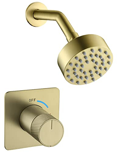 Billg Duschkopf 10cm Durchmesser Strahlarten Regenduschkopf Wassersparende G1/2 Gewinde Regendusche Duschkopf 360 Grad Schwenkbar Rund Regenbrause Duschbrause für Solardusche Badezimmer