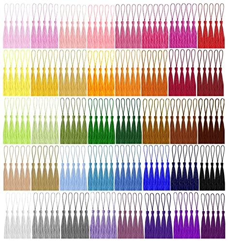 200 Stück Mini Quasten, Basicon Seidig Weiche Bunte Quasten 40 Farben Handgefertigtes Quasten für Schmuckherstellung DIY Bastelzubehör Lesezeichen Wohnkultur