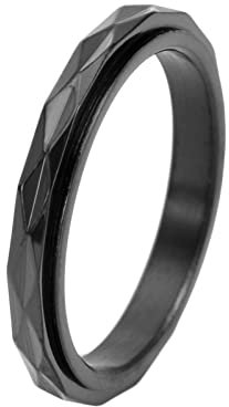 Epinki Eheringe Nordisch, Edelstahl Ringe 3MM Rhombus Spinner Ring Hochzeit Damen, Damenring Schwarz Gr.60 (19.1)