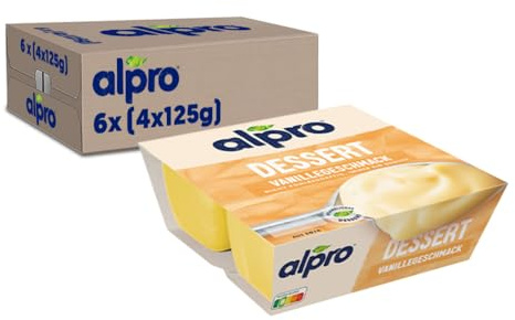 Alpro Soja-Dessert Feine Vanille – 6x4x125g – Vegan – Glutenfrei – UHT