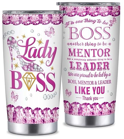 YILOWEMY Boss Lady Regali per le donne, 590 ml Bicchiere isolato Boss Day Regali per donne, Best Boss Lady Regali per donna Boss Regali di Natale, Compleanno Apprezzamento, Boss Regali Idee Regalo