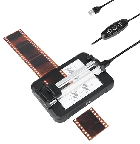 JJC Taglierina per pellicola scorrevole per strisce di pellicola in formato 120 da 35 mm, strumento guida per il taglio della pellicola con pannello retroilluminato, luminosità regolabile a 11 livelli