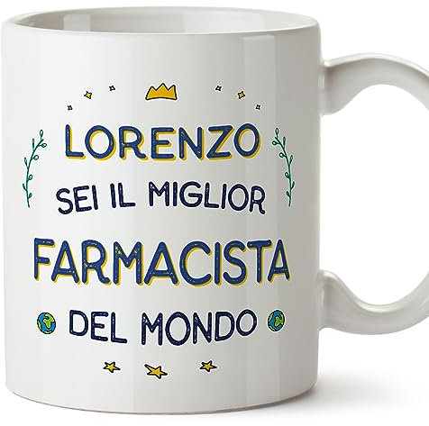 Mugffins Tazza Personalizzata in ceramica per FARMACISTA uomo 11 oz / 350 ml - In italiano - Migliore del Mondo - Idea regalo per compleanno, anniversario, natale, laurea