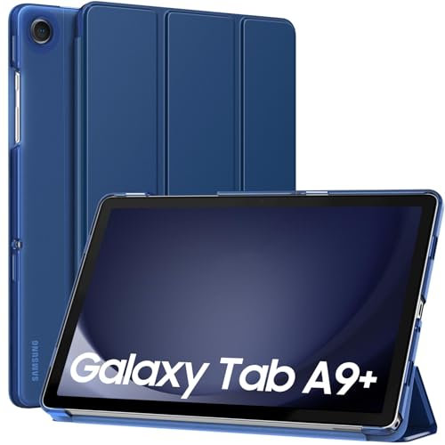 MoKo Custodia per Galaxy Tab A9+/A9 Plus 11 Pollici 2023, Cover Protettiva Sottile con Supporto e Retro Rigido Traslucido in PC per Tab A9 Plus SM-X210/X216/X218, Auto Sveglia/Sonno, Blu Marino