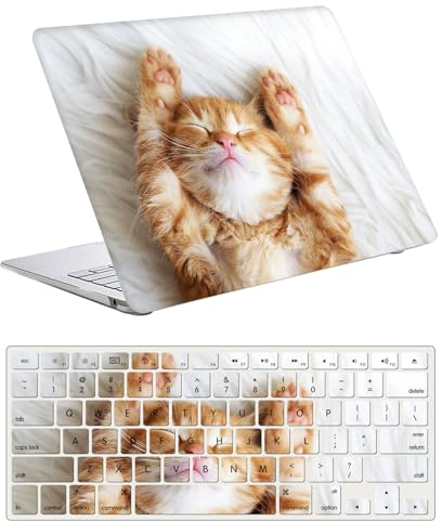 Hülle Case Kompatibel mit MacBook Pro 13 Zoll 2015 2014 2013 2012 Freisetzung A1425 A1502 mit Retina Display, Ultradünne Plastik Hartschale Schutzhülle & Tastaturschutz, Schlafende Katze