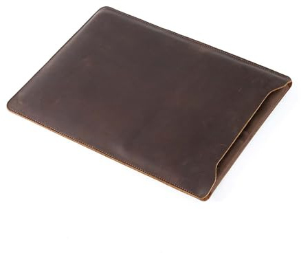 AIGUONIU Laptophülle aus echtem Leder für MacBook Pro & Air Fits12, 13, 14 Zoll, Vintage Leder Tablet Innentasche