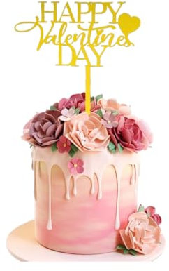Happy Valentine's Day Cake Topper Acrylic Valentine Cake Topper Valentine Cake Decorations (RED)