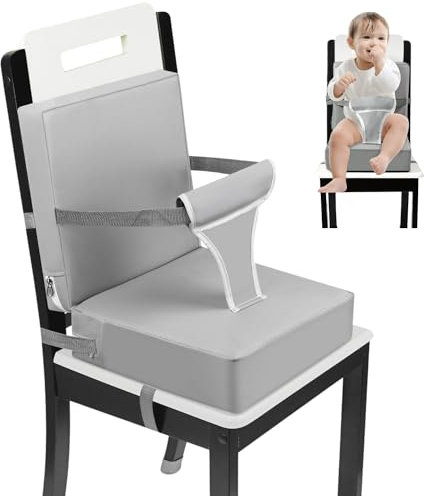 PandaEar Rialzo per tavolo da pranzo, seggiolone portatile, seggiolino da tavolo per bambini, cuscino da viaggio con schienale e cintura di sicurezza regolabile per bambini