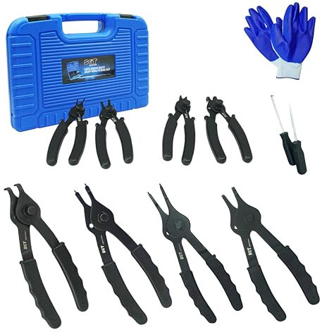 SGT 10pcs Snap Ring Pliers Set, Internal and External Circlip Pliers