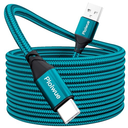 USB C Kabel 8M, Extra Lang USB C Ladekabel Nylon Geflochtenes PS5 Controller Ladekabel USB Typ C Kable für Samsung Galaxy S22 S21 S20 S10 S9 S8 Note 10 9 8,PS5,HUAWEI P30 P20,LG V30 V20 G6 G5 (grün)