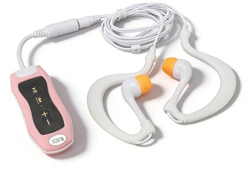 IPX8 Wasserdichter MP3-Player, Ergonomischer USB2.0-Musikplayer mit HiFi-Sound, Wasserdichter Kopfhörer Zum Schwimmen, Tauchen, Laufen, Skifahren (LightPink)