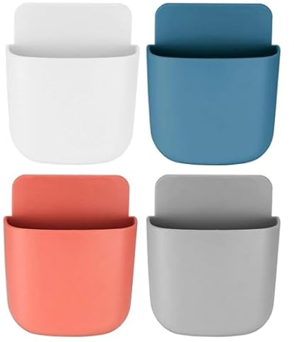 XKQYX Porta telecomandi autoadesivo a parete, scatola portaoggetti porta telefono, supporto scrivania per ufficio, casa - 4 colori