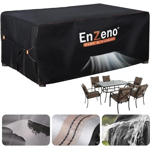 Enzeno Housse Salon de Jardin Exterieur Impermeable,420D Oxford Housse Protection mobilier de Jardin, 220x120x74cm Convient pour bache Table de Exterieur,Meuble,Canapé de Jardin Évent rectangulaire