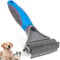 NursCare Pet Grooming Brush, Double Sided Undercoat Rake for Dogs & Cats, Professional Deshedding Brush and Dematting Tool, Safe and Effective Removing Knots, Mats, Tangles (Light Blue)