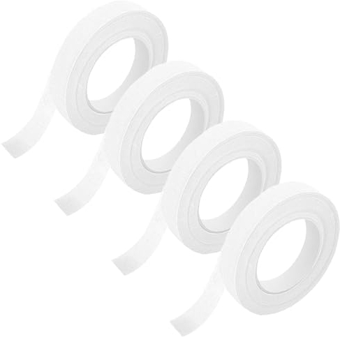 Qikaara 4 Rollen Flora Kreppband, Weiß Floristenband, 12mm*27m Selbstklebend Floristenkrepp Blumenband, Klebeband Flora Blumenband für Blumensträuße DIY Kunsthandwerk Florist Floral Wire Tape white