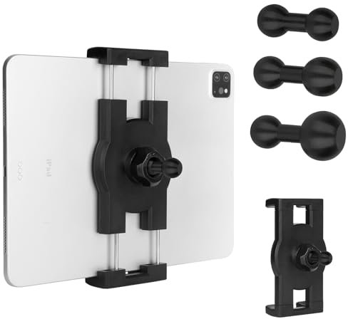 Tablet Holder with 3 Ball Adapters,Aluminum Alloy 17 mm to 17 mm/17 mm to 20 mm/17mm to 25 mm Ball Joints,Compatible with 17mm/20 mm/25 mm Size Ball Socket Mount (25 mm Compatible with RAM Mounts)