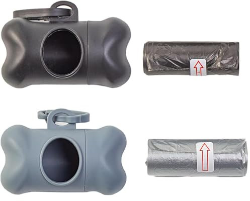 Taicols 2 boîtes en forme d'os, sacs à ordures pour chiens imperméables épais avec distributeur,Disitributeur de Sacspour Déjections Canines,Sacs à crottes pour Chiens Distributeur