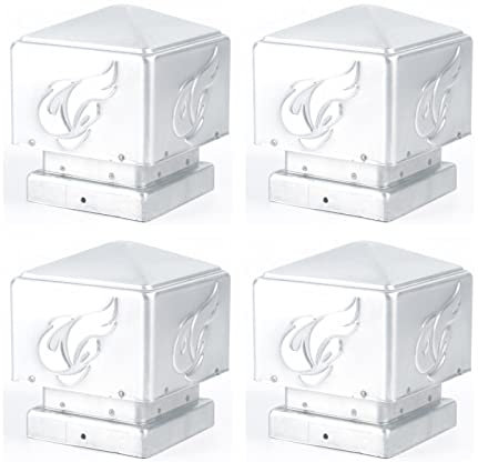 DIMEIYAN Zaunpfostenkappe, Aufsätze for Zaunpfosten, 4er-Pack Aluminium-Deckkappenabdeckung for Gartenzäune im Freien, Lampen, Briefkastenpfosten, Terrassendekoration(120x120mm)