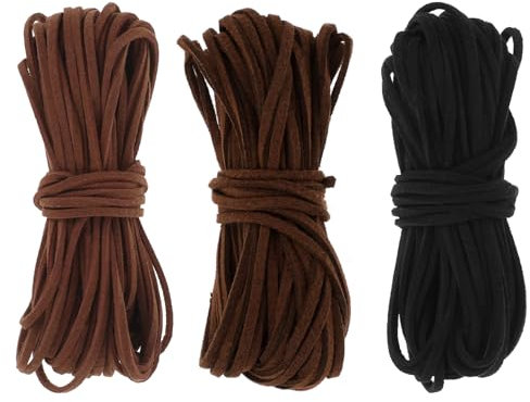 Giantree Leather String Suede Cord, Faux Leather Cord String Rope Flat Leather String for Crafting Jewelry Making Necklace Beading DIY (3 Colors,3mm x 10.9 Yard) (Cape Cod Set, one size)