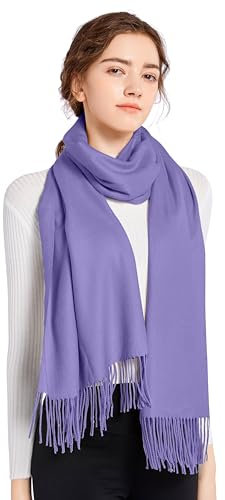 ELF KUCKUCK Schal Damen Winter Baumwolle Winterschal Pashmina Hell Lila