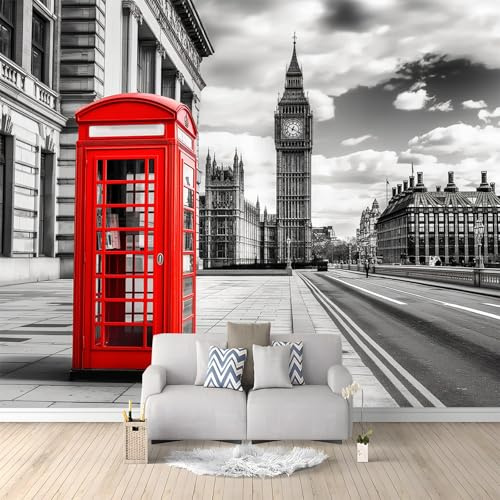 Art Fototapete City London Impression Grey 250x175 cm Vlies Tapeten 3D Effekt Moderne Wandtapete Wohnzimmer Schlafzimmer Wandbilder Wand