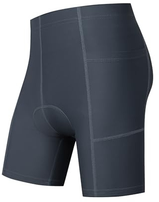 BASADINA Kids Padded Bike Shorts Boys Girls Biking Shorts with Pockets 3D Padding Cycling Shorts for Boys Grey