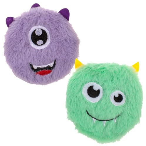 Set Handwärmer Taschenwärmer mit Strickhülle oder Fleeceüberzug, Fingerwärmer gegen kalte Hände im Winter (Monster Lila & Mint, 2 Stück Set)