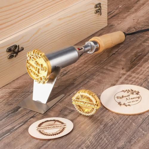 Electric Branding Iron 300W, Custom Burger Branding Iron for Wood Personalized Soldering Iron Leather BBQ Logo Brass Embossing Stamp Handcraft Presents for Mum Dad