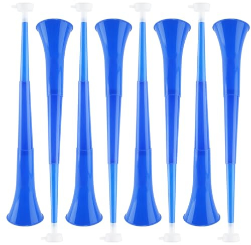 Cagemoga Vuvuzela Stadionhorn aus Kunststoff, 61 cm, zusammenklappbar, für Schule, Sport, Party, Zubehör, Dunkelblau, 8 Stück